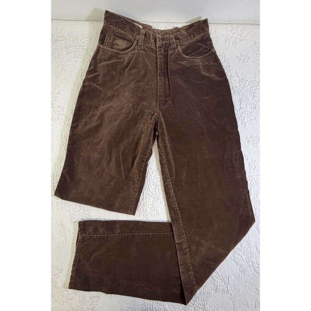 Vtg 70s Peter Golding‎ x Chemin de Fer Brown Velvet Rock Fit Pants 29x34 Slim